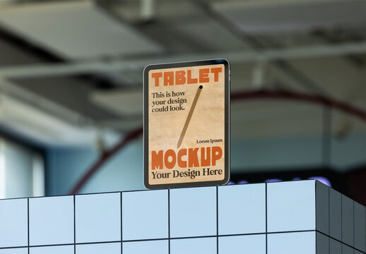 VerticalTablet Mockup on Modern Workspace