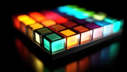 3D LED panel icon displaying a glowing color spectrum transitioning fluidly for an elegant effect.