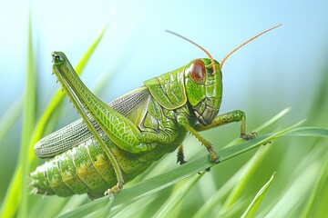 Camouflaged Grasshopper Blending in Tall Grasses
