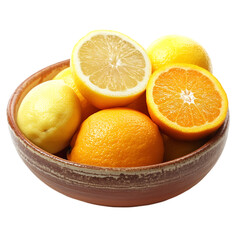 Fresh citrus fruits in a rustic bowl lemons oranges juicy vibrant