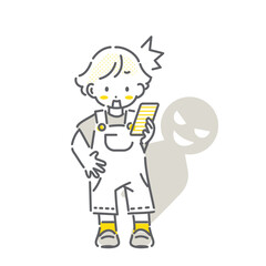 スマートフォンの使用でトラブルになる女の子　シンプルでかわいい線画イラスト