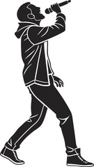 vector illustration of a man singing, dancing, man silhouette