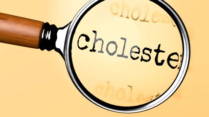 Cholesterol under careful examination. Focusing on Cholesterol, analyzing it, taking a closer look. Concentrating on Cholesterol, targeting and reviewing it, searching for answers