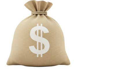 Isolated Burlap Sack with Dollar Sign