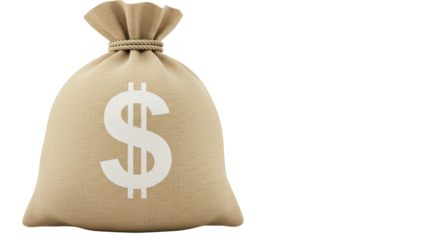 Isolated Burlap Sack with Dollar Sign