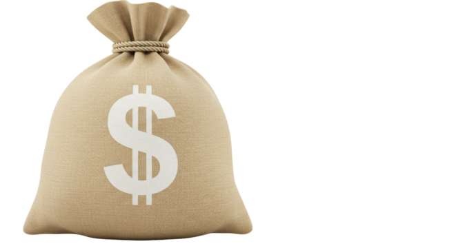 Isolated Burlap Sack with Dollar Sign
