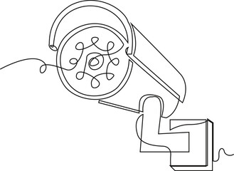 Continuous one line drawing of outdoor surveillance camera vector design. One line illustration of cctv camera, CCTV privacy control digital camera. vector Illustration.