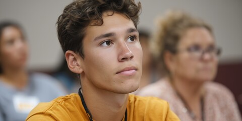 Obraz premium Student engagement in college housing meeting for campus living insights