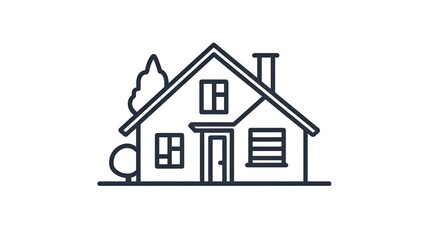 Fototapeta premium A residential community icon in linear style, representing private houses with editable stroke width.