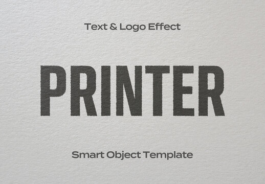 Print Printer Paper Text Logo Style Effect Mockup Logotype Template Shape