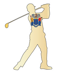 New Jersey State Golfer Swing Silhouette