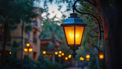 Twilight Streetlamp: A Warm Glow in the Evening