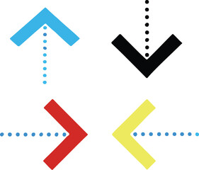 Halftone Arrow Set Vector illustration, Abstract Directional Arrows Collection in Blue, Red, and Green.eps