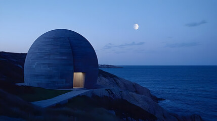 Oceanside Dome: Night's Tranquil Architecture