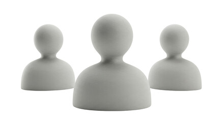 Isolated Set of Three Grey User Icons in 3D Render