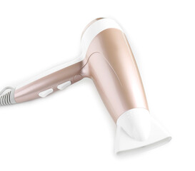 Fototapeta premium Hair dryer isolated on white. Hairdresser's tool