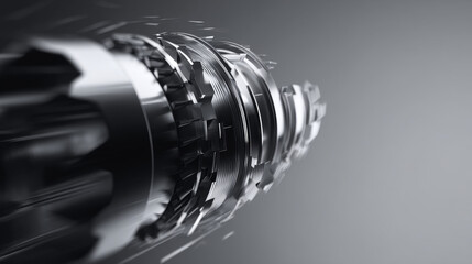 A close-up view of a futuristic engine component, showcasing intricate details.