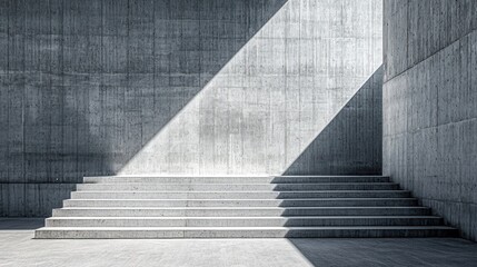 Fototapeta premium Architectural Minimalism: Concrete Wall with Geometric Light and Shadow Pattern