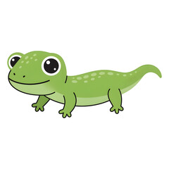 A Charming Cartoon Green Gecko's Joyful Day