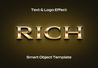 Rich Gold Black Text Logo Style Effect Mockup Logotype Template Shape