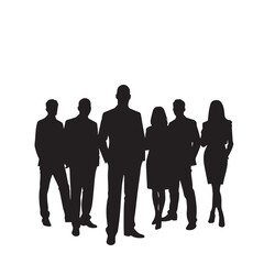 Business people silhouettes, group of standing business men and women
