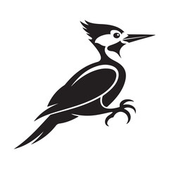 striking vector illustration of a stylized woodpecker, Vector black silhouette. with white background