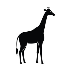 Giraffe Standing Neck Vector Silhouette