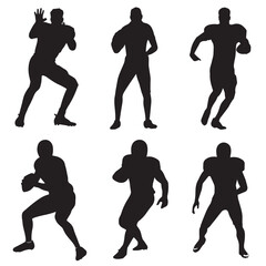 Vector silhouette set of football player on white background 