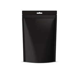 3d black blank foil bag mockup for advertising banner template.