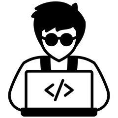 Programmer mixed glyph icon. Simple vector icon design in glyph style. Editable vector format