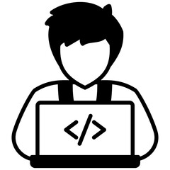 Developer mixed glyph icon. Simple vector icon design in glyph style. Editable vector format