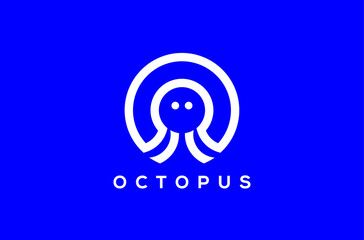 Creative Minimal Octopus Technology Logo Design, letter o octopus logo, letter o logo, crossroads of technology, recruitment engine powered by AI agents, industry empower both businesses talent icon