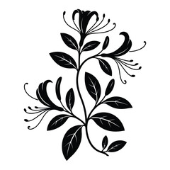 Honeysuckle Silhouette, Vector, Illustration, Icon, Logo, White Background.