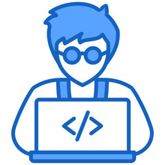Programmer blue color icon. Simple vector icon design in blue color style. Editable vector format