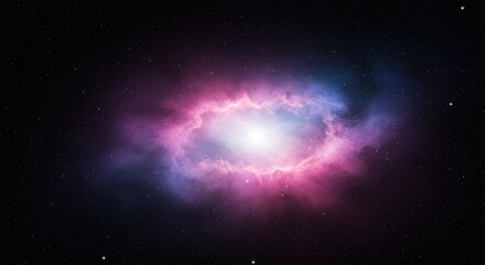 Fototapeta premium Nebula with pink and blue hues against a dark starry background.