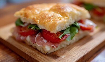 a italian sandwich on foccacia, Generative AI
