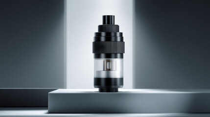A modern vaping device displayed elegantly under soft spotlighting.