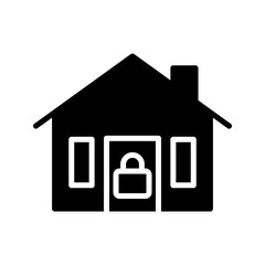 House with padlock line icon. Password of smart home system vector outline sign.