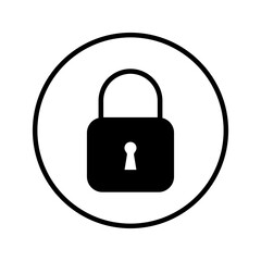 Key icon set. Locked padlock icon in circle style. Security symbol. Vector illustration on white background