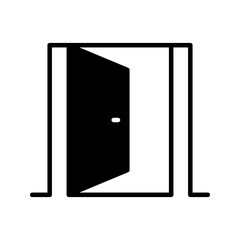 icon set open door in striped and black style on white backround	