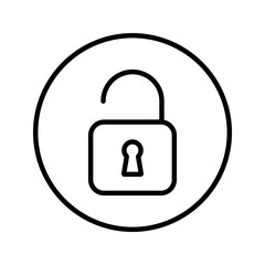 Key icon set. Open padlock icon in circle style. Security symbol. Vector illustration on white background