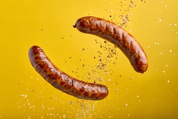 sausages on air in yellow background