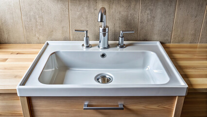 Fototapeta premium Bathroom sink on white background ideal for plumbing fixture bathroom interior and home renovation