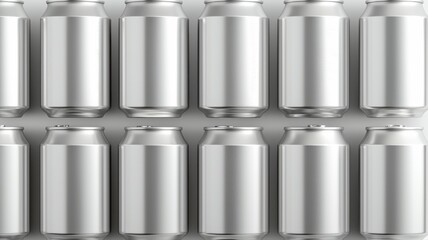Seamless Pattern of Silver Aluminum Beverage Cans pattern seamless aluminum cans metal cans grid row
