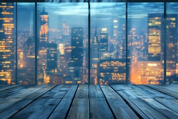 Cityscape view from a high-rise floor