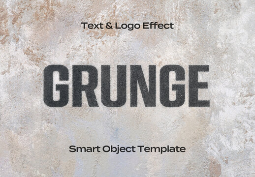 Grunge Texture Wall Text Logo Style Effect Mockup Logotype Template Shape
