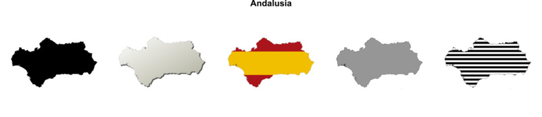 Fototapeta premium Andalusia blank (Spain) outline map set