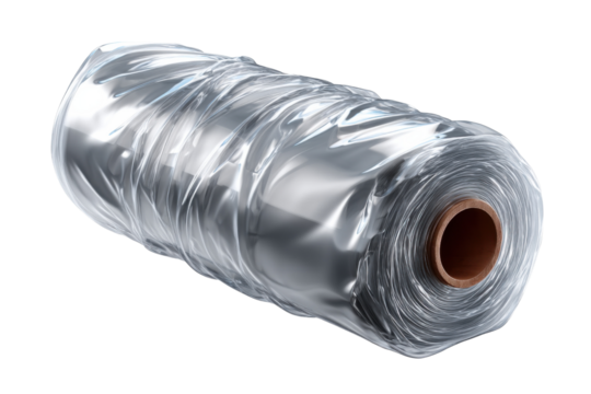 Plastic Roll with Industrial Strength: A tightly wound roll of durable, industrial-grade plastic film, ready for packaging, storage, or other protective applications.