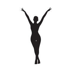 Vector silhouette set of gymnast on white background 