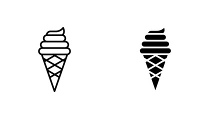 Ice cream icon in editable stroke and flat vector illustrations